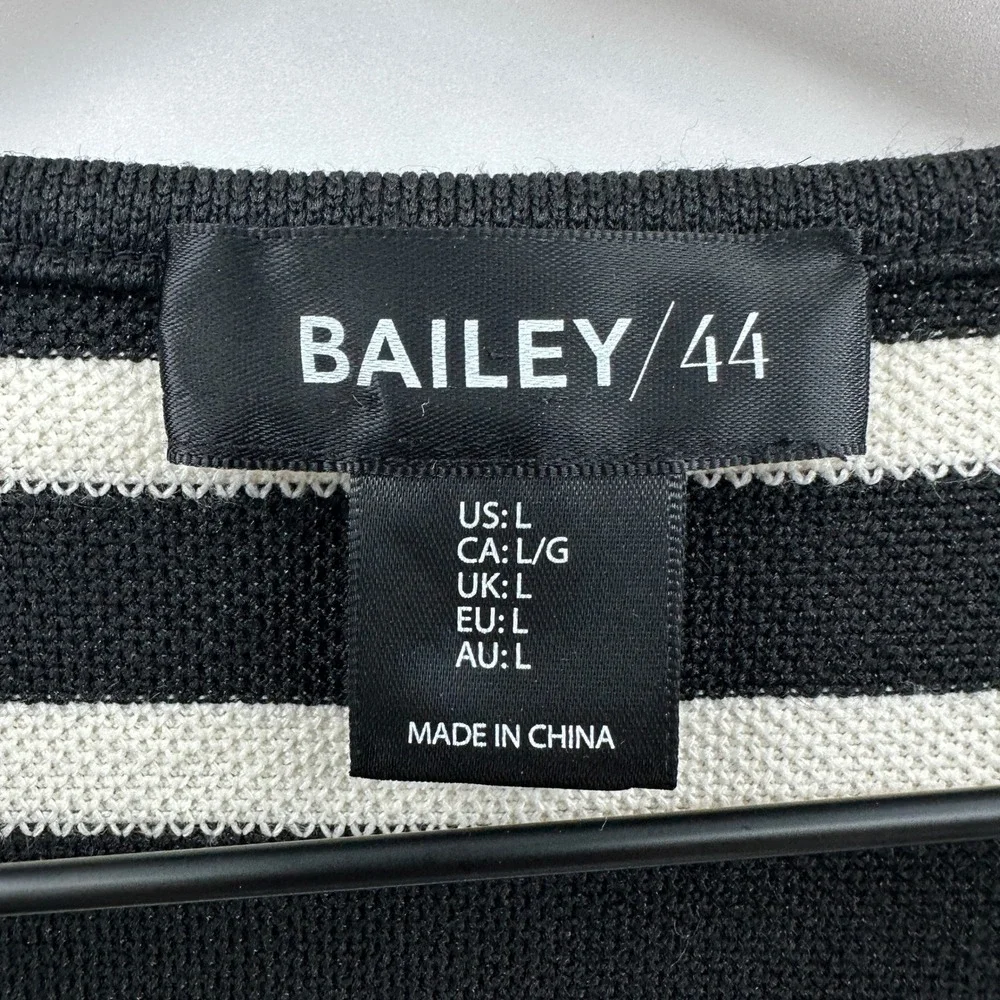 Bailey 44 Sweater Vest Button Front in Black Cream‎ Stripe Size L